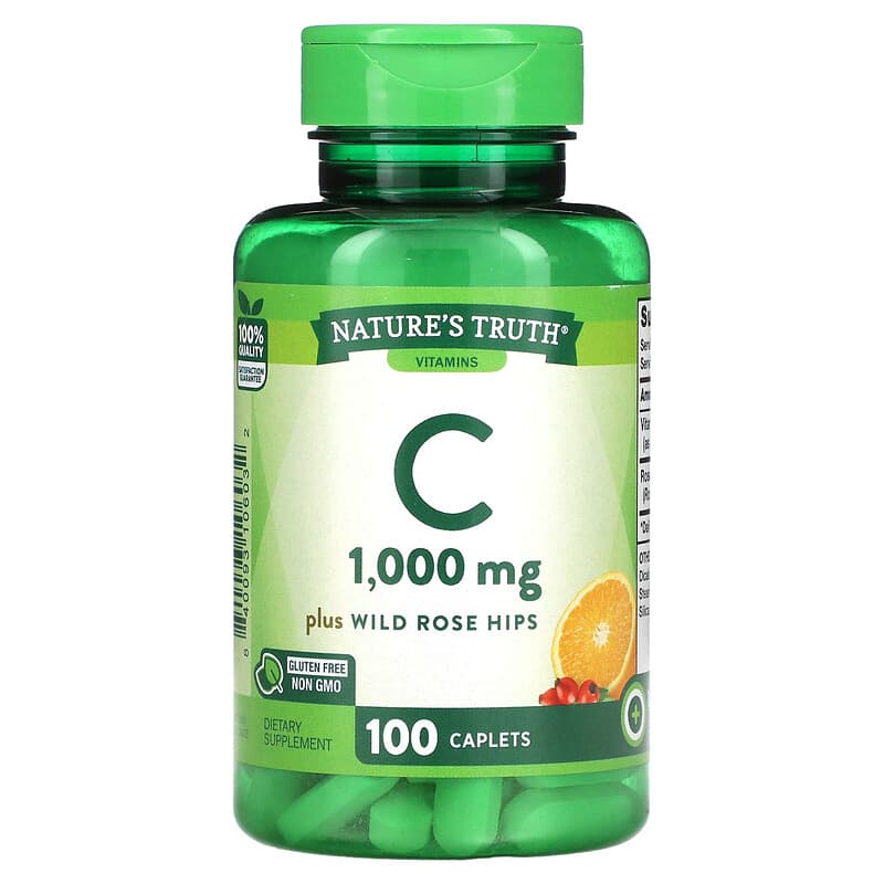 Nature's Truth Vitamin C Plus Wild Rose Hips 1.000 mg 100 Caplets 1 Nature's Truth Vitamin C Plus Wild Rose Hips 1.000 mg 100 Caplets 840093106032