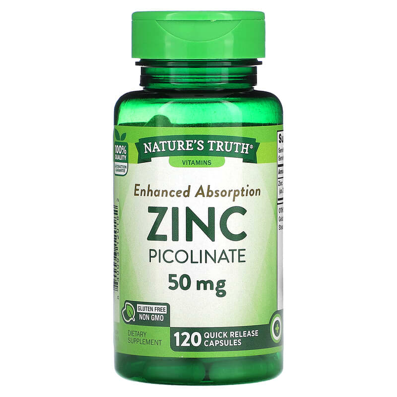 Nature's Truth Zinc Picolinate 50 mg 120 Quick Release Capsules 1 Nature's Truth Zinc Picolinate 50 mg 120 Quick Release Capsules 840093120182