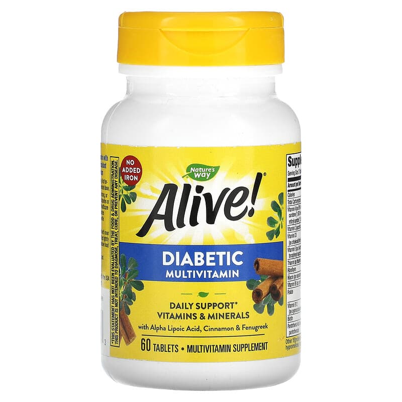 Nature's Way Alive! Diabetic Multivitamin 60 Tablets 1 Nature's Way Alive! Diabetic Multivitamin 60 Tablets 033674123713
