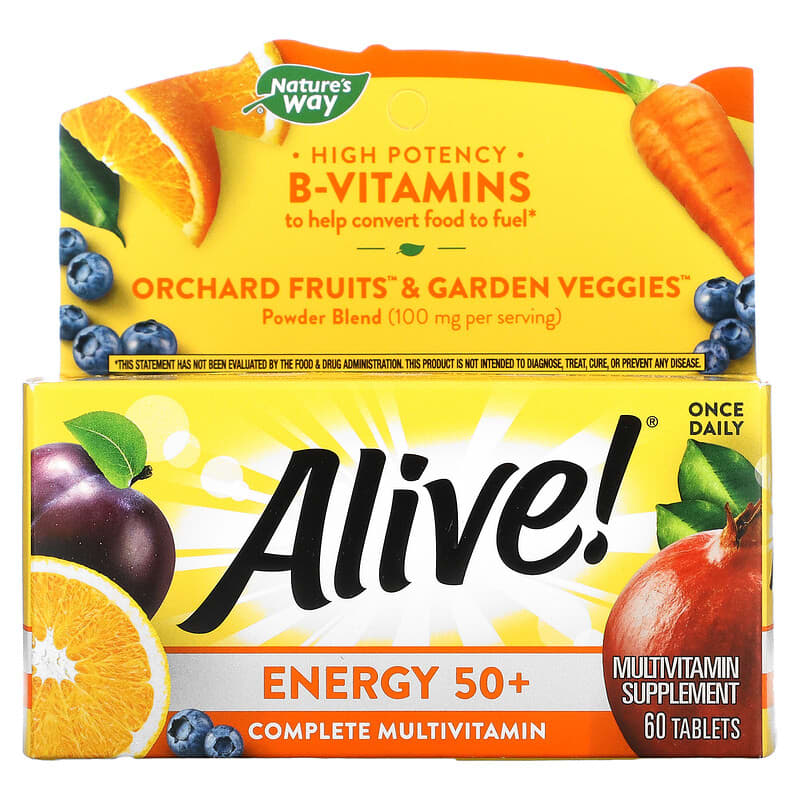 Nature's Way Alive! Energy 50+ Multi-Vitamin-Multi-Mineral Adults 50+ 60 viên 1 Nature's Way Alive! Energy 50+ Complete Multivitamin 60 Tablets 033674601938