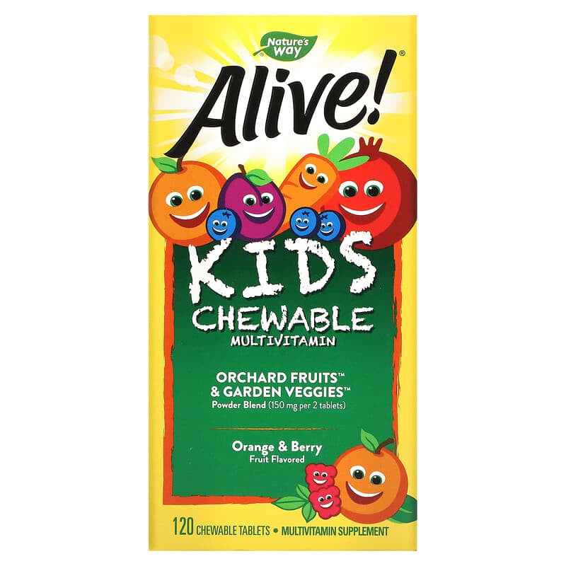 Nature's Way Alive! Kid's Chewable Multivitamin Orange & Berry 120 Chewable Tablets 1 Nature's Way Alive! Kid's Chewable Multivitamin Orange & Berry 120 Chewable Tablets 033674157862