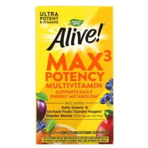 Nature's Way Alive! Max3 Potency Multivitamin 90 Tablets 033674149270