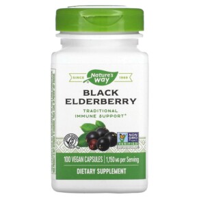 Nature's Way Black Elderberry 575 mg 100 Vegan Capsules 033674124406