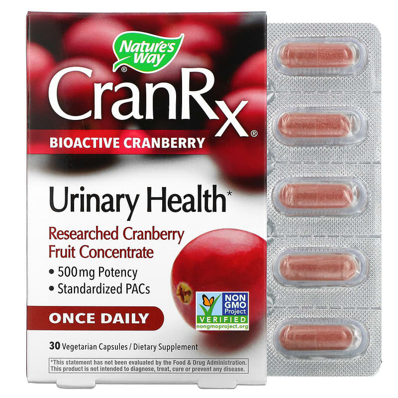 Nature's Way CranRx Urinary Health Bioactive Cranberry 500 mg 30 Vegetarian Capsules 1 Nature's Way CranRx Urinary Health Bioactive Cranberry 500 mg 30 Vegetarian Capsules 033674152898