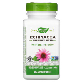 Nature's Way Echinacea Purpurea Herb 400 mg 180 Vegan Capsules 033674124086