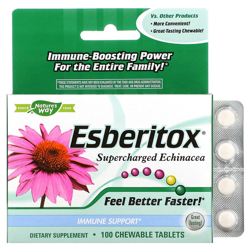 Nature's Way Esberitox Supercharged Echinacea 100 Chewable Tablets 1 Nature's Way Esberitox Supercharged Echinacea 100 Chewable Tablets 763948099511