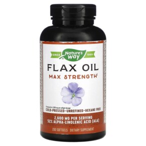 Nature's Way Flax Oil Max Strength 1.300 mg 200 Softgels 033674154250