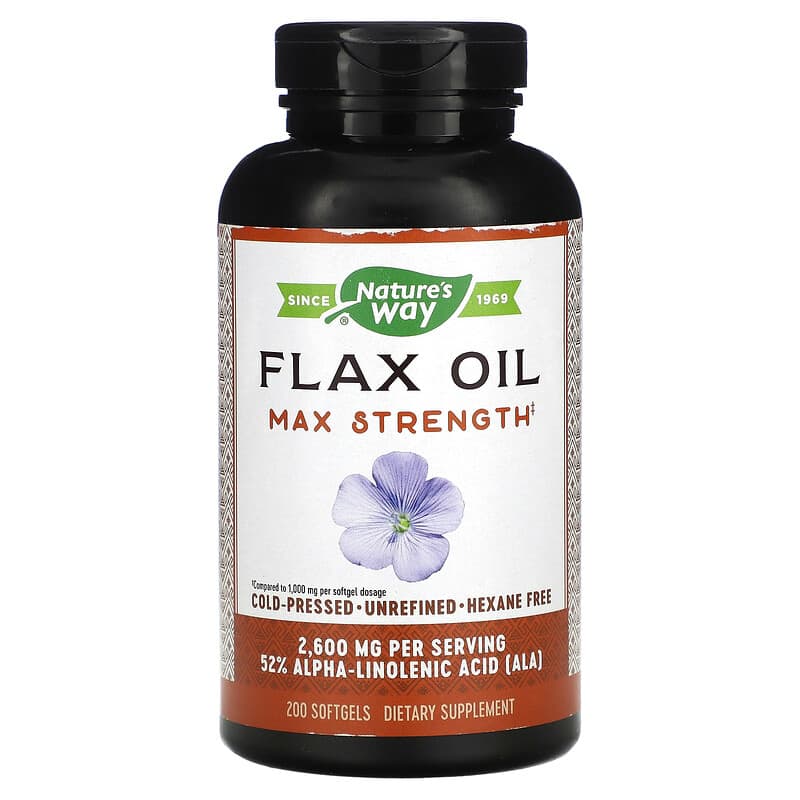 Nature's Way Flax Oil Max Strength 1,300 mg 200 Softgels 1 Nature's Way Flax Oil Max Strength 1.300 mg 200 Softgels 033674154250