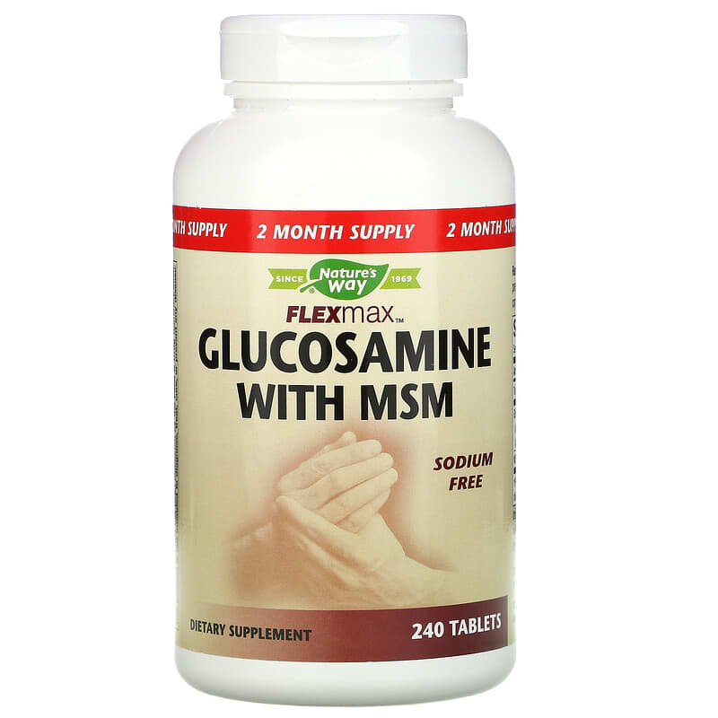 Nature's Way Flexmax Glucosamine with MSM Sodium Free 240 Tablets 1 Nature's Way Flexmax Glucosamine with MSM Sodium Free 240 Tablets 033674145616