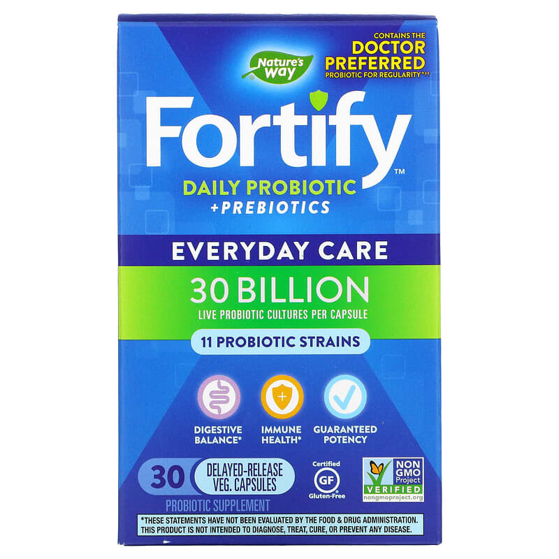 Nature's Way Fortify Daily Probiotic + Prebiotics Everyday Care 30 Billion CFU 30 Delayed-Release Veg viên 1 Nature's Way Fortify Daily Probiotic + Prebiotics Everyday Care 30 Billion CFU 30 Delayed-Release Veg Capsules 033674102947