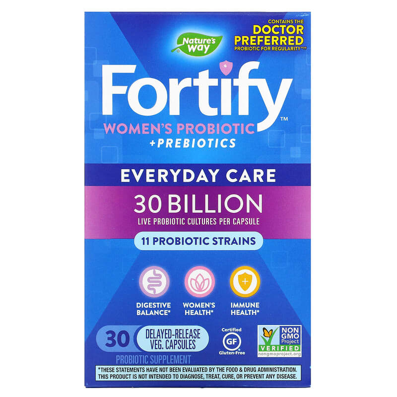 Nature's Way Fortify Women's Probiotic + Prebiotics Everyday Care 30 Billion 30 Delayed-Release Veg. viên 1 Nature's Way Fortify Women's Probiotic + Prebiotics Everyday Care 30 Billion 30 Delayed-Release Veg. Capsules 033674102954