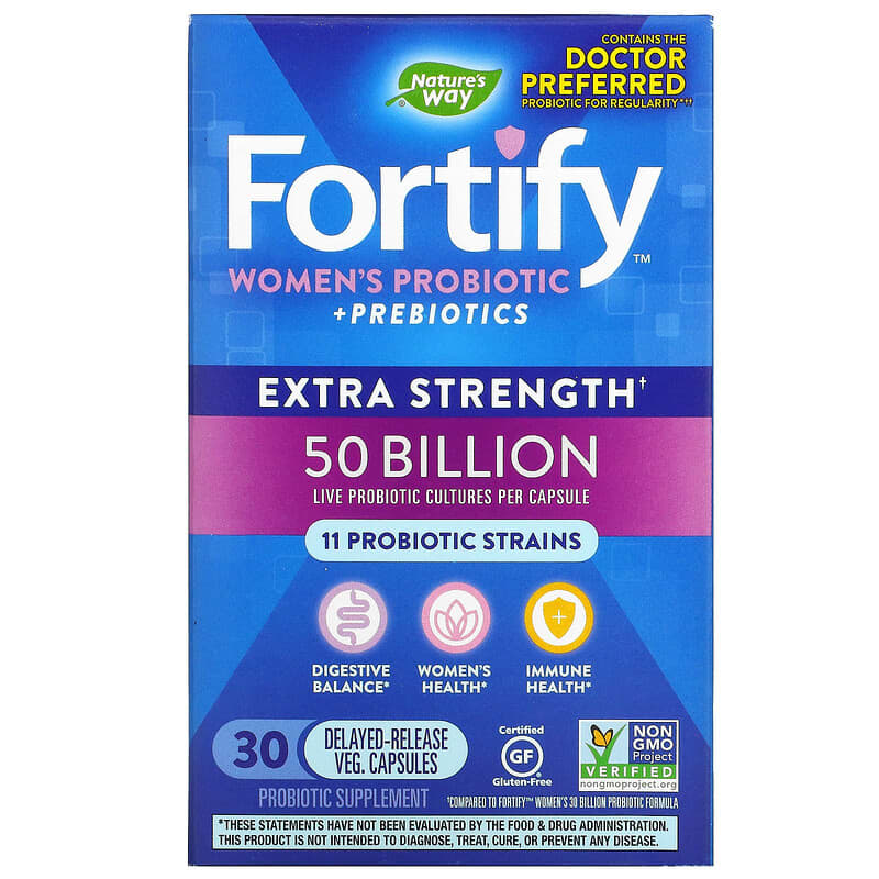 Nature's Way Fortify Women's Probiotic + Prebiotics Extra Strength 50 Billion 30 Delayed-Release Veg. viên 1 Nature's Way Fortify Women's Probiotic + Prebiotics Extra Strength 50 Billion 30 Delayed-Release Veg. Capsules 033674115817