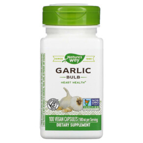 Nature's Way Garlic Bulb 580 mg 100 Vegan Capsules 033674130001