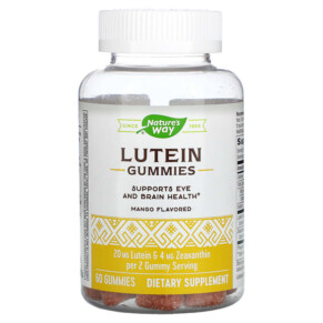 Nature's Way Lutein Gummies Supports Eye And Brain Health Mango 60 Gummies 033674137536