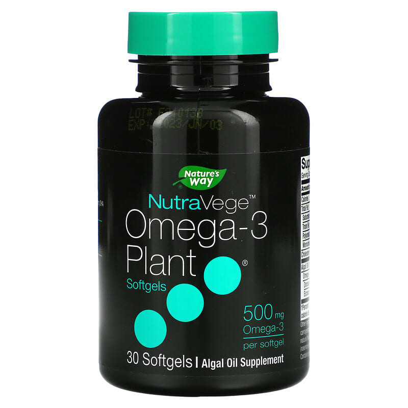 Ascenta NutraVege Omega-3 Plant 500 mg 30 Softgels 1 Nature's Way NutraVege Omega-3 Plant 500 mg 30 Softgels 033674121979