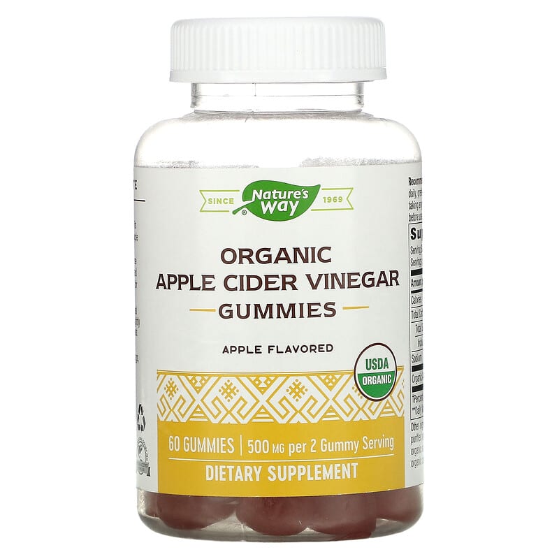 Nature's Way Organic Apple Cider Vinegar Gummies Apple 250 mg 60 Gummies 1 Nature's Way Organic Apple Cider Vinegar Gummies Apple 250 mg 60 Gummies 033674137529