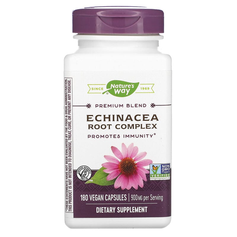Nature's Way Premium Blend Echinacea Root Complex 450 mg 180 Vegan Capsules 1 Nature's Way Premium Blend Echinacea Root Complex 450 mg 180 Vegan Capsules 033674122082
