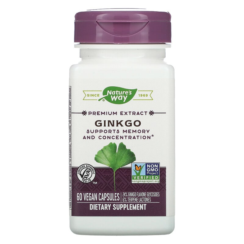 Nature's Way Premium Blend Ginkgo 60 Vegan Capsules 1 Nature's Way Premium Blend Ginkgo 60 Vegan Capsules 033674616000