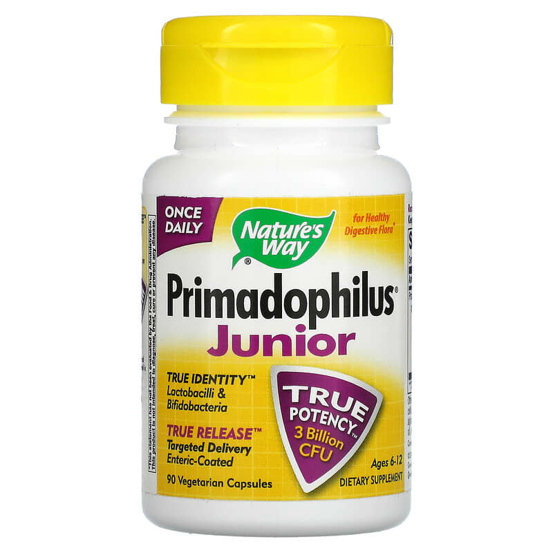Nature's Way Primadophilus Junior Ages 6-12 3 Billion CFU 90 Vegetarian Capsules 1 Nature's Way Primadophilus Junior Ages 6-12 3 Billion CFU 90 Vegetarian Capsules 033674068700