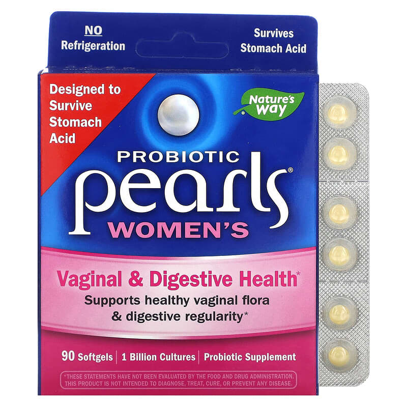 Nature's Way Probiotic Pearls Women's Vaginal & Digestive Health 90 Softgels 1 Nature's Way Probiotic Pearls Women's Vaginal & Digestive Health 90 Softgels 033674139509