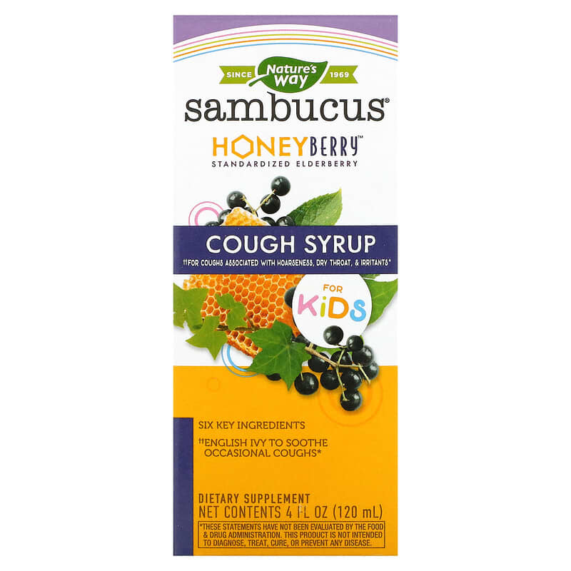 Nature's Way Sambucus for Kids HoneyBerry Cough Syrup 4 fl oz (120 ml) 1 Nature's Way Sambucus for Kids HoneyBerry Cough Syrup 4 fl oz (120 ml) 033674133156