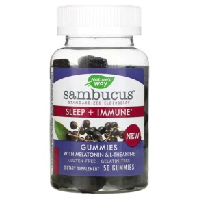 Nature's Way Sambucus Sleep + Immune with Melatonin & L-Theanine 50 Gummies 033674134962