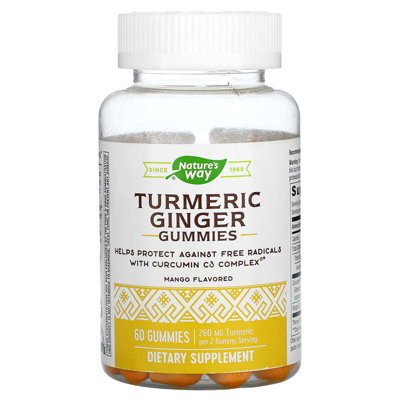 Nature's Way Turmeric Ginger Gummies Mango 130 mg 60 Gummies 1 Nature's Way Turmeric Ginger Gummies Mango 130 mg 60 Gummies 033674137512