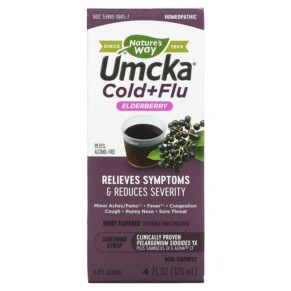 Nature's Way Umcka Cold+Flu Elderberry Soothing Syrup Berry 4 fl oz (120 ml) 033674158456