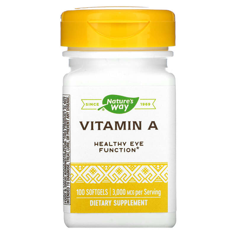 Nature's Way Vitamin A 3,000 mcg 100 Softgels 1 Nature's Way Vitamin A 3.000 mcg 100 Softgels 033674401101