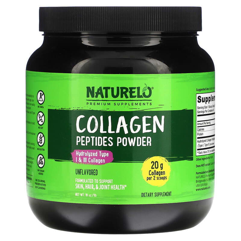 NATURELO Collagen Peptides Powder Unflavored 1 lb (16 oz) 1 NATURELO Collagen Peptides Powder Unflavored 1 lb (16 oz) 628110628756