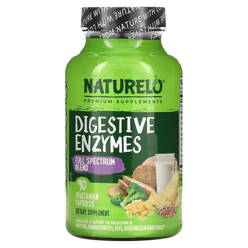 NATURELO Digestive Enzymes Full Spectrum Blend 90 Vegetarian Capsules 1 NATURELO Digestive Enzymes Full Spectrum Blend 90 Vegetarian Capsules 628110628732