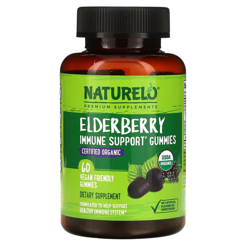 NATURELO Elderberry Immune Support Gummies 60 Vegan Friendly Gummies 1 NATURELO Elderberry Immune Support Gummies 60 Vegan Friendly Gummies 628110628572