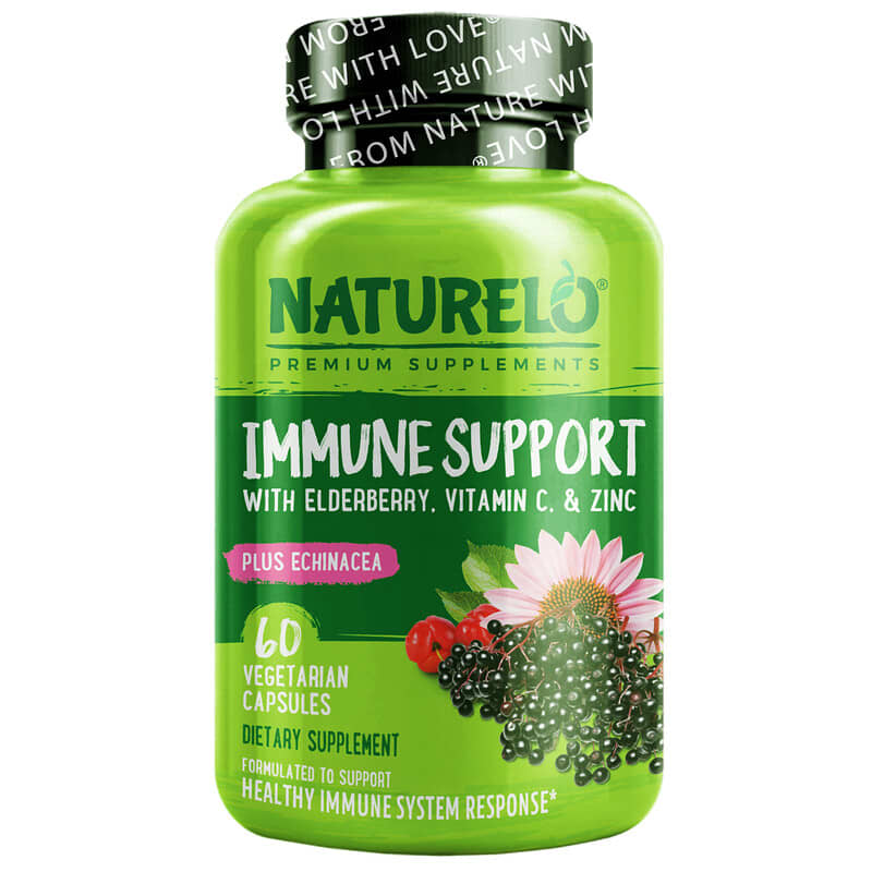 NATURELO Immune Support with Elderberry Vitamin C & Zinc plus Echinacea 60 Vegetarian Capsules 1 NATURELO Immune Support with Elderberry Vitamin C & Zinc plus Echinacea 60 Vegetarian Capsules 628110628565