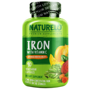 NATURELO Iron with Vitamin C 90 Vegetarian Capsules 628110628503