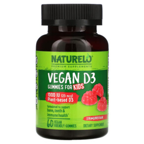 NATURELO Vegan D3 for Kids Strawberry 1.000 IU (25 mcg) 60 Vegan Friendly Gummies 628110628770