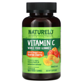 NATURELO Vitamin C Whole Food Gummies Orange 60 Vegan Friendly Gummies 628110628718
