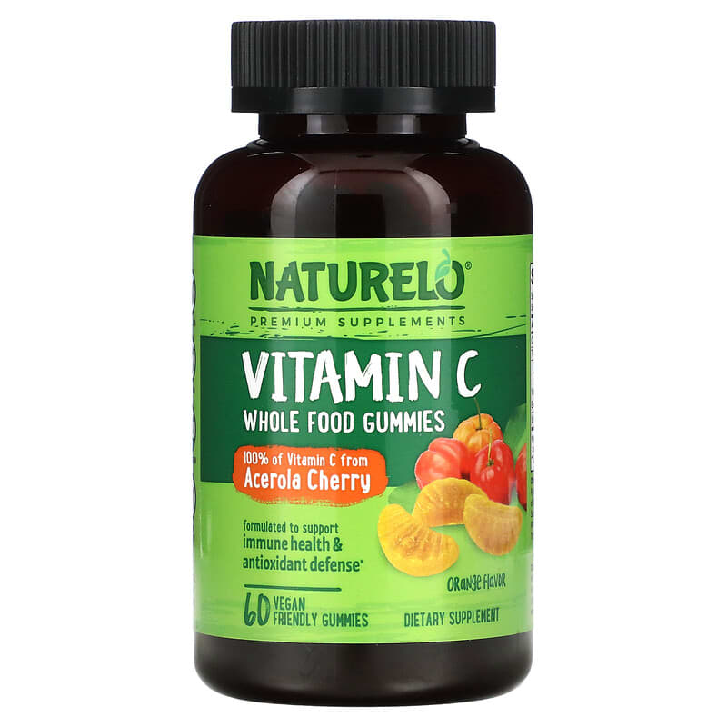 NATURELO Vitamin C Whole Food Gummies Orange 60 Vegan Friendly Gummies 1 NATURELO Vitamin C Whole Food Gummies Orange 60 Vegan Friendly Gummies 628110628718