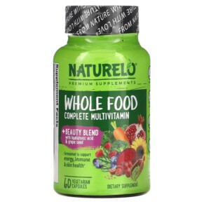NATURELO Whole Food Complete Multivitamin + Beauty Blend 60 Vegetarian Capsules 628110628688