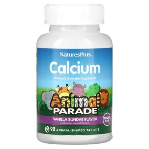 NaturesPlus Animal Parade Calcium Children’s Chewable Supplement Vanilla Sundae Sugar Free 90 Animal-Shaped Tablets 097467299214