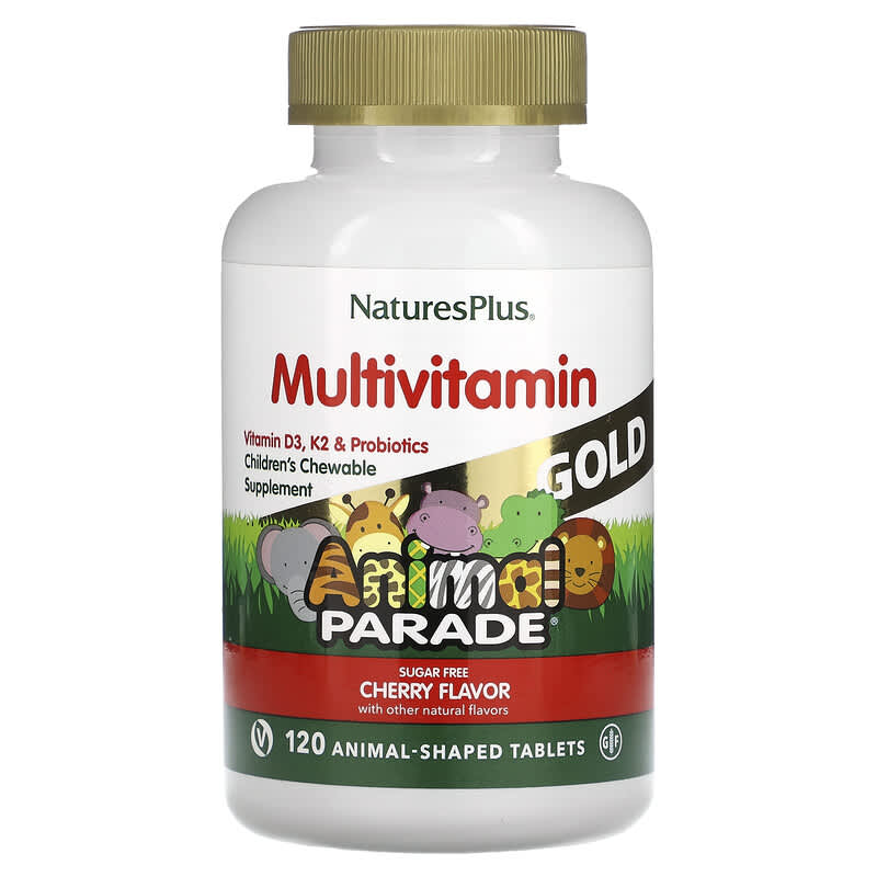 NaturesPlus Animal Parade Gold Children's Chewable Supplement Cherry 120 Animal-Shaped Tablets 1 NaturesPlus Animal Parade Gold Children's Chewable Supplement Cherry 120 Animal-Shaped Tablets 097467299320