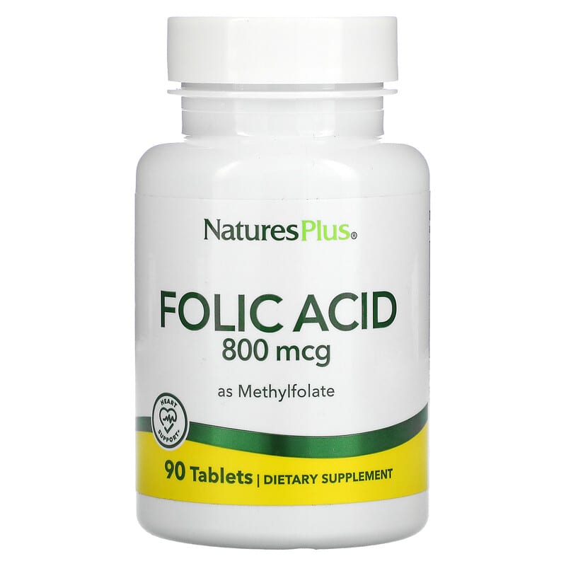 Nature's Plus Folic Acid as Methylfolate 800 mcg 90 viên 1 NaturesPlus Folic Acid as Methylfolate 800 mcg 90 Tablets 097467017900