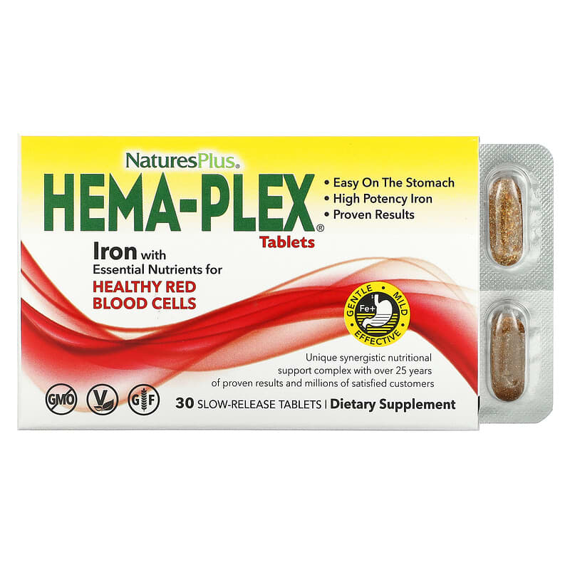 NaturesPlus Hema-Plex 30 Slow-Release Tablets 1 NaturesPlus Hema-Plex 30 Slow-Release Tablets 097467037700