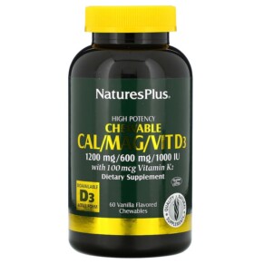 NaturesPlus High Potency Cal/Mag/Vit D3 Vanilla Flavored 60 Chewables 097467336490