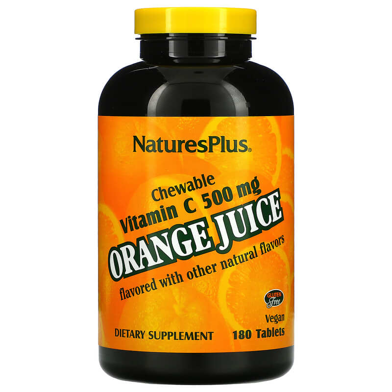 Nature's Plus Orange Juice Chewable Vitamin C 500 mg 180 viên 1 NaturesPlus Orange Juice Chewable Vitamin C 500 mg 180 Tablets 097467024670