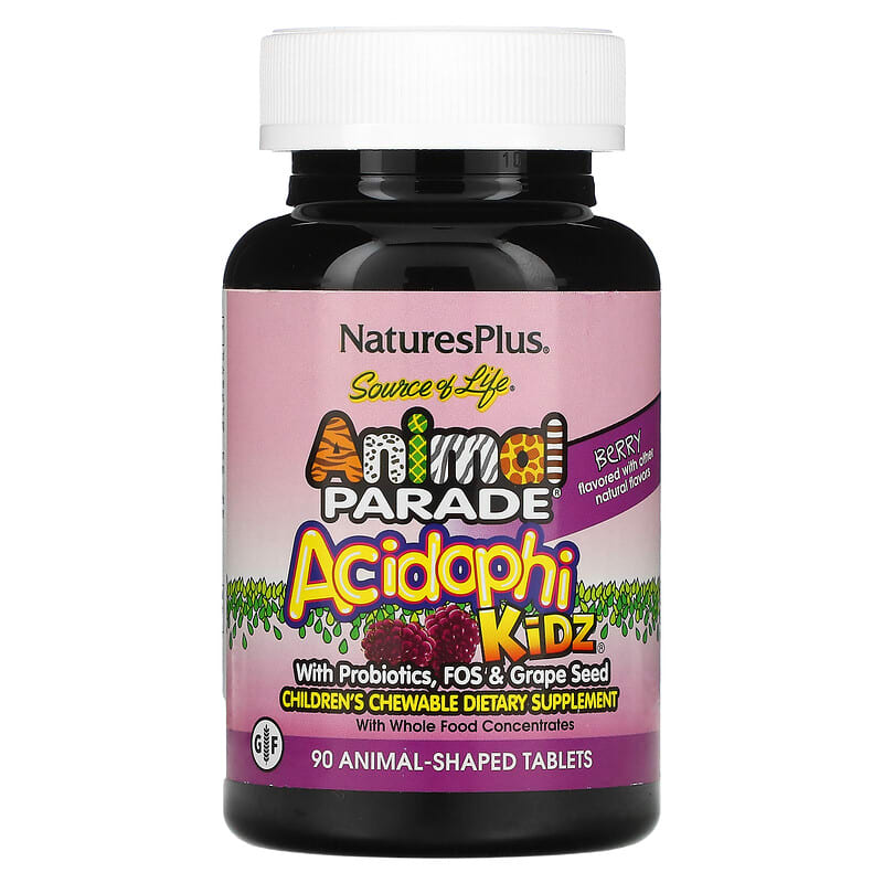 NaturesPlus Source of Life Animal Parade AcidophiKidz Children's Chewable Berry 90 Animal-Shaped Tablets 1 NaturesPlus Source of Life Animal Parade AcidophiKidz Children's Chewable Berry 90 Animal-Shaped Tablets 097467299696
