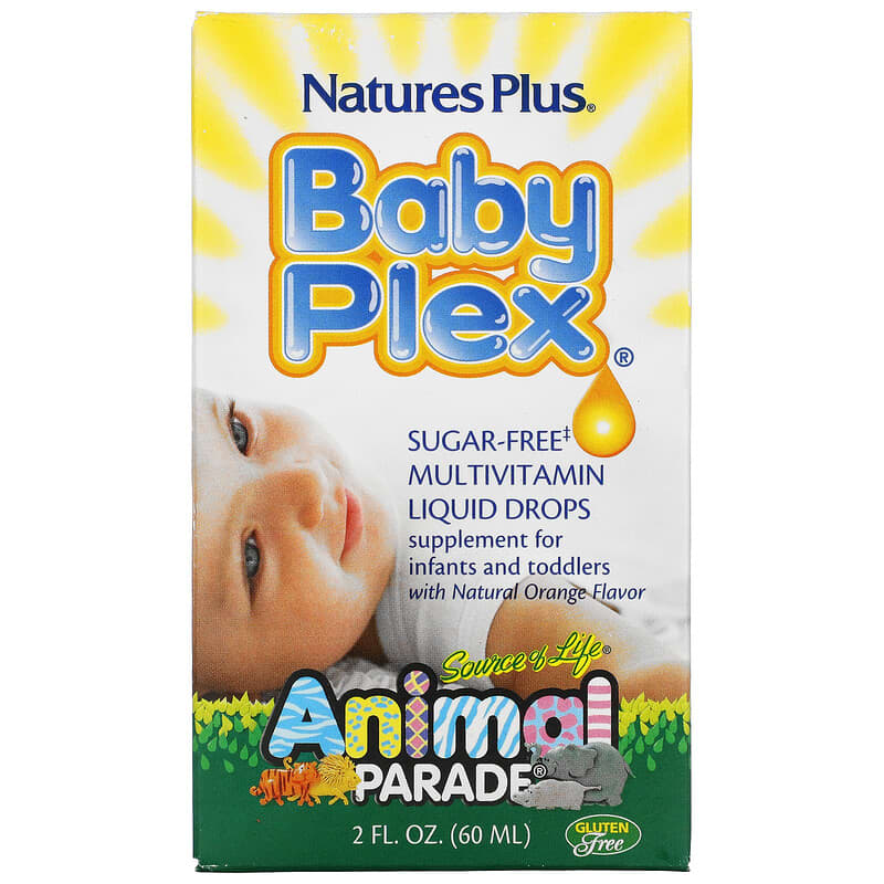 NaturesPlus Source of Life Animal Parade Baby Plex Sugar Free Multivitamin Liquid Drops Natural Orange Flavor 2 fl oz (60 ml) 1 NaturesPlus Source of Life Animal Parade Baby Plex Sugar Free Multivitamin Liquid Drops Natural Orange Flavor 2 fl oz (60 ml) 097467299887