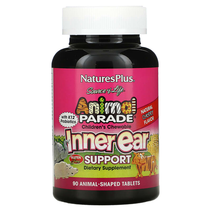 NaturesPlus Source of Life Animal Parade Children's Chewable Inner Ear Support Natural Cherry 90 Animal-Shaped Tablets 1 NaturesPlus Source of Life Animal Parade Children's Chewable Inner Ear Support Natural Cherry 90 Animal-Shaped Tablets 097467299498