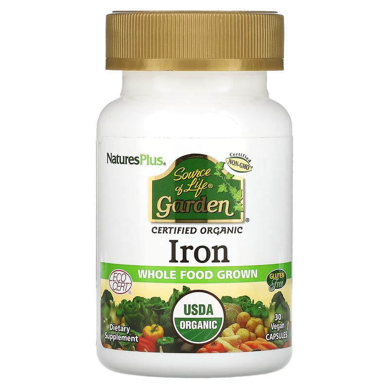 Nature's Plus Source of Life Garden Iron 30 viên 1 NaturesPlus Source of Life Garden Iron 30 Vegan Capsules 097467307360
