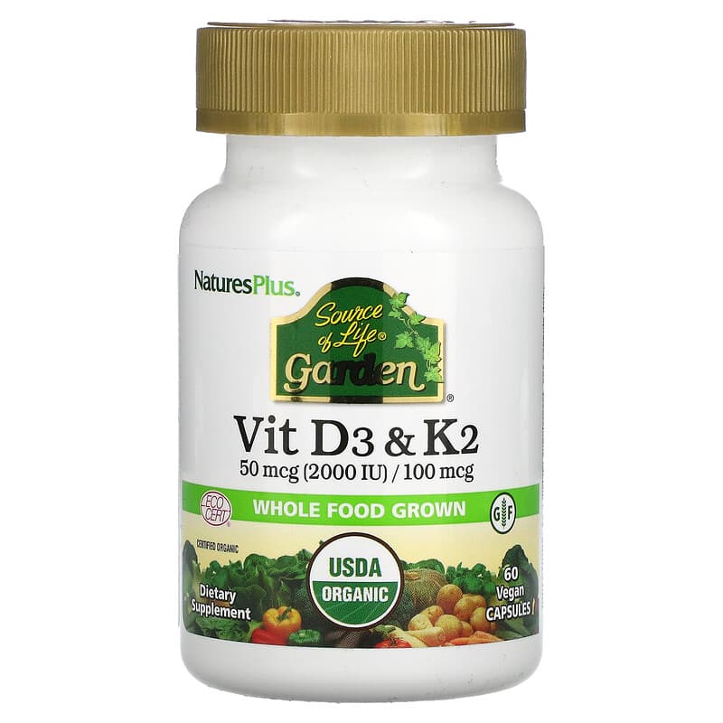 NaturesPlus Source of Life Garden Vit D3 & K2 60 Vegan Capsules 1 NaturesPlus Source of Life Garden Vit D3 & K2 60 Vegan Capsules 097467307407