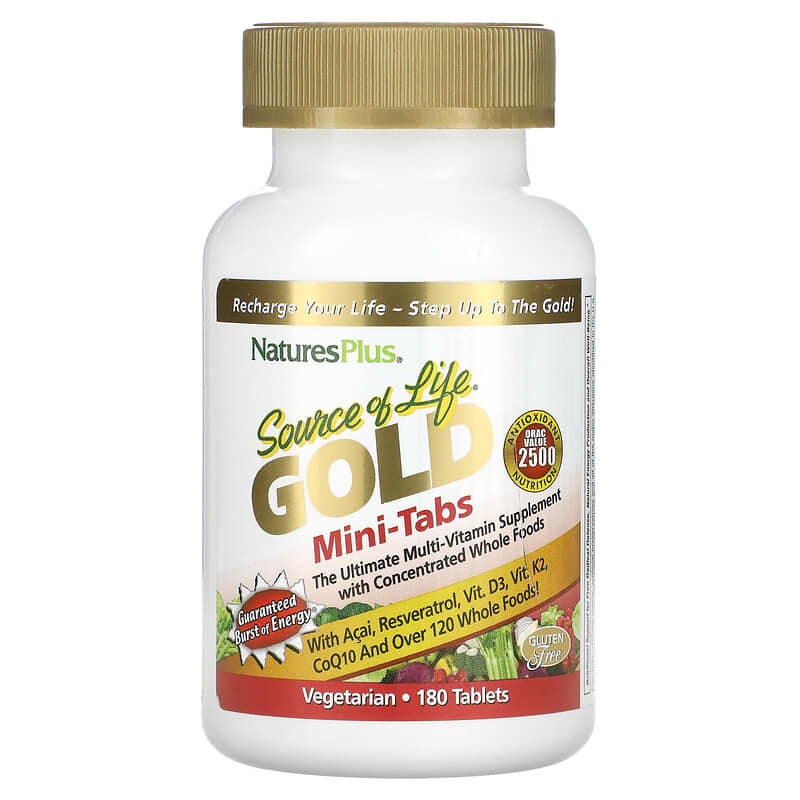 Nature's Plus Source of Life Gold Mini-Tabs The Ultimate Multi-Vitamin Supplement with Concentrated Whole Foods 180 viên 1 NaturesPlus Source of Life Gold Mini-Tabs The Ultimate Multi-Vitamin Supplement with Concentrated Whole Foods 180 Tablets 097467307148